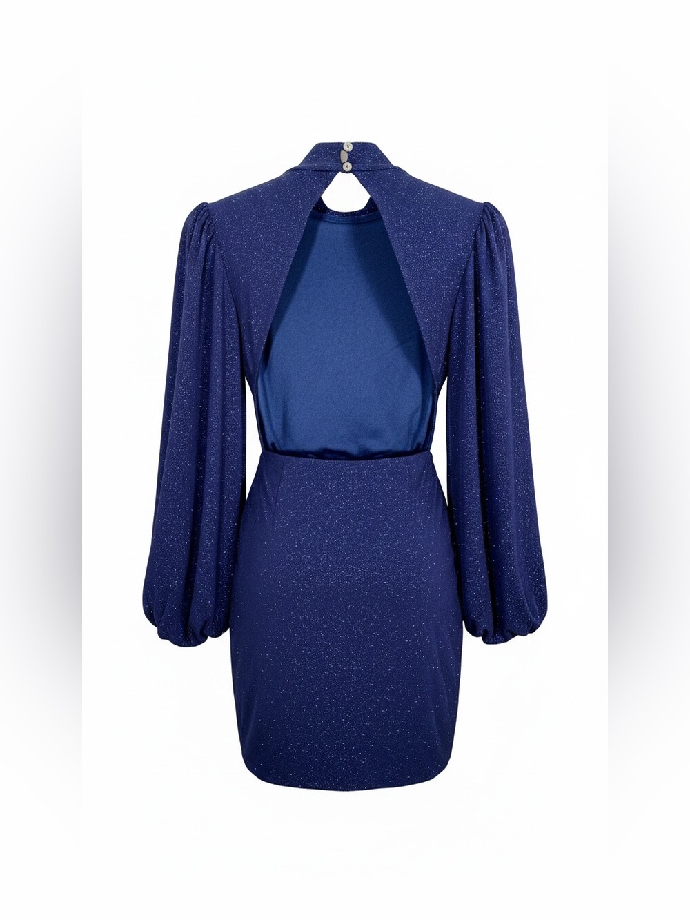Lucy In The Sky Women’s Navy Blue Glitter Puff Sleeve Mini Dress NWOT Sz Small - Picture 5 of 11